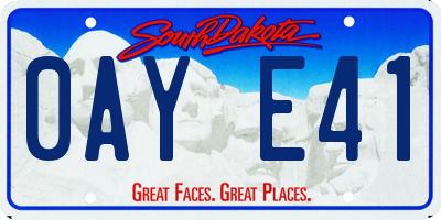 SD license plate 0AYE41