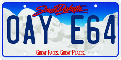 SD license plate 0AYE64