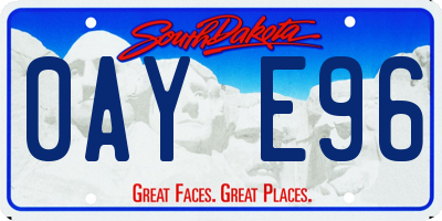 SD license plate 0AYE96