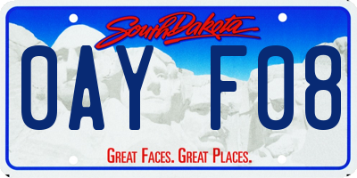 SD license plate 0AYF08