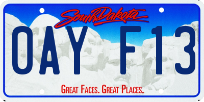 SD license plate 0AYF13