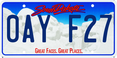 SD license plate 0AYF27