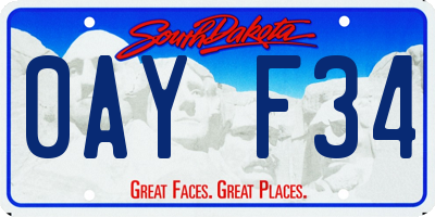 SD license plate 0AYF34