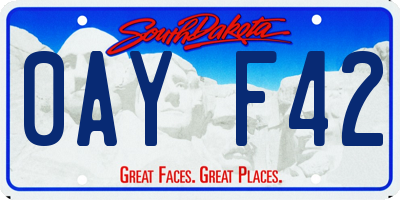 SD license plate 0AYF42