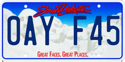 SD license plate 0AYF45