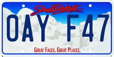 SD license plate 0AYF47