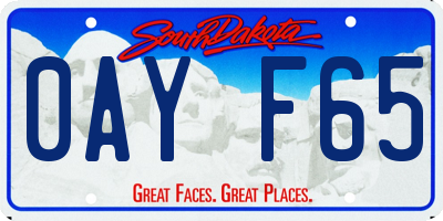 SD license plate 0AYF65