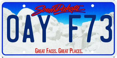 SD license plate 0AYF73