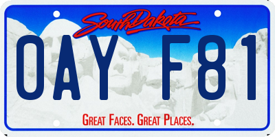 SD license plate 0AYF81