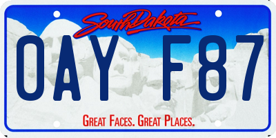 SD license plate 0AYF87