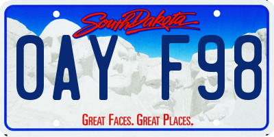 SD license plate 0AYF98