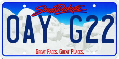 SD license plate 0AYG22