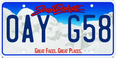 SD license plate 0AYG58