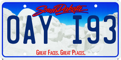 SD license plate 0AYI93