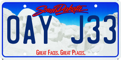 SD license plate 0AYJ33