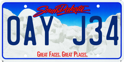 SD license plate 0AYJ34