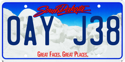 SD license plate 0AYJ38