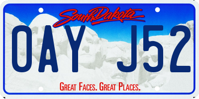 SD license plate 0AYJ52