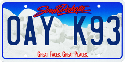 SD license plate 0AYK93
