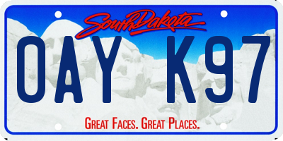 SD license plate 0AYK97