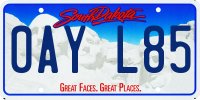 SD license plate 0AYL85