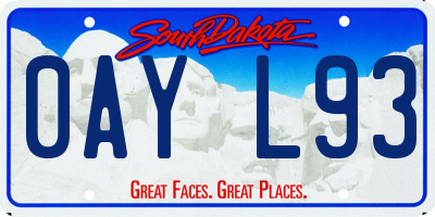 SD license plate 0AYL93