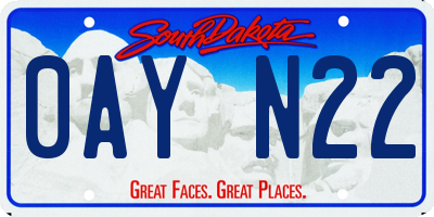 SD license plate 0AYN22