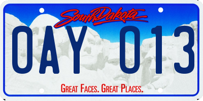 SD license plate 0AYO13