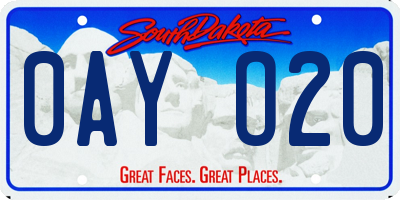 SD license plate 0AYO20