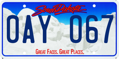 SD license plate 0AYO67