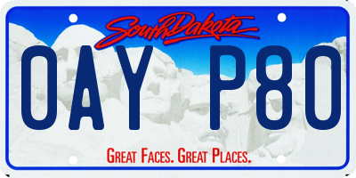 SD license plate 0AYP80