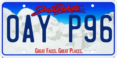 SD license plate 0AYP96