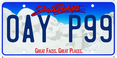 SD license plate 0AYP99