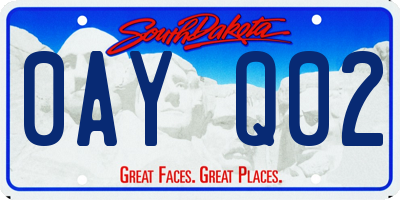 SD license plate 0AYQ02