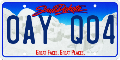 SD license plate 0AYQ04
