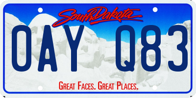 SD license plate 0AYQ83