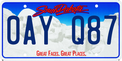 SD license plate 0AYQ87