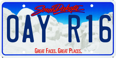 SD license plate 0AYR16