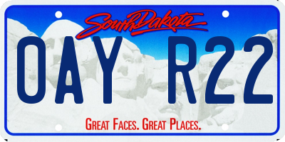 SD license plate 0AYR22