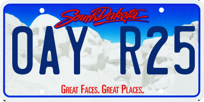 SD license plate 0AYR25
