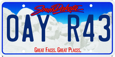 SD license plate 0AYR43