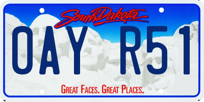 SD license plate 0AYR51