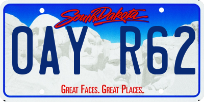 SD license plate 0AYR62