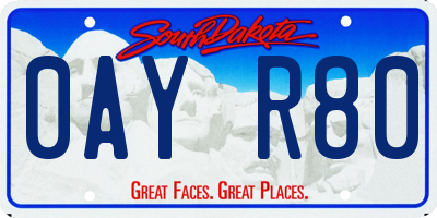 SD license plate 0AYR80
