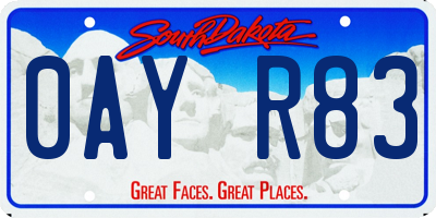 SD license plate 0AYR83
