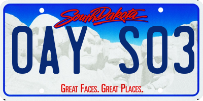 SD license plate 0AYS03