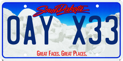 SD license plate 0AYX33