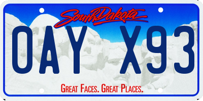 SD license plate 0AYX93