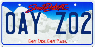 SD license plate 0AYZ02