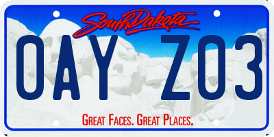 SD license plate 0AYZ03